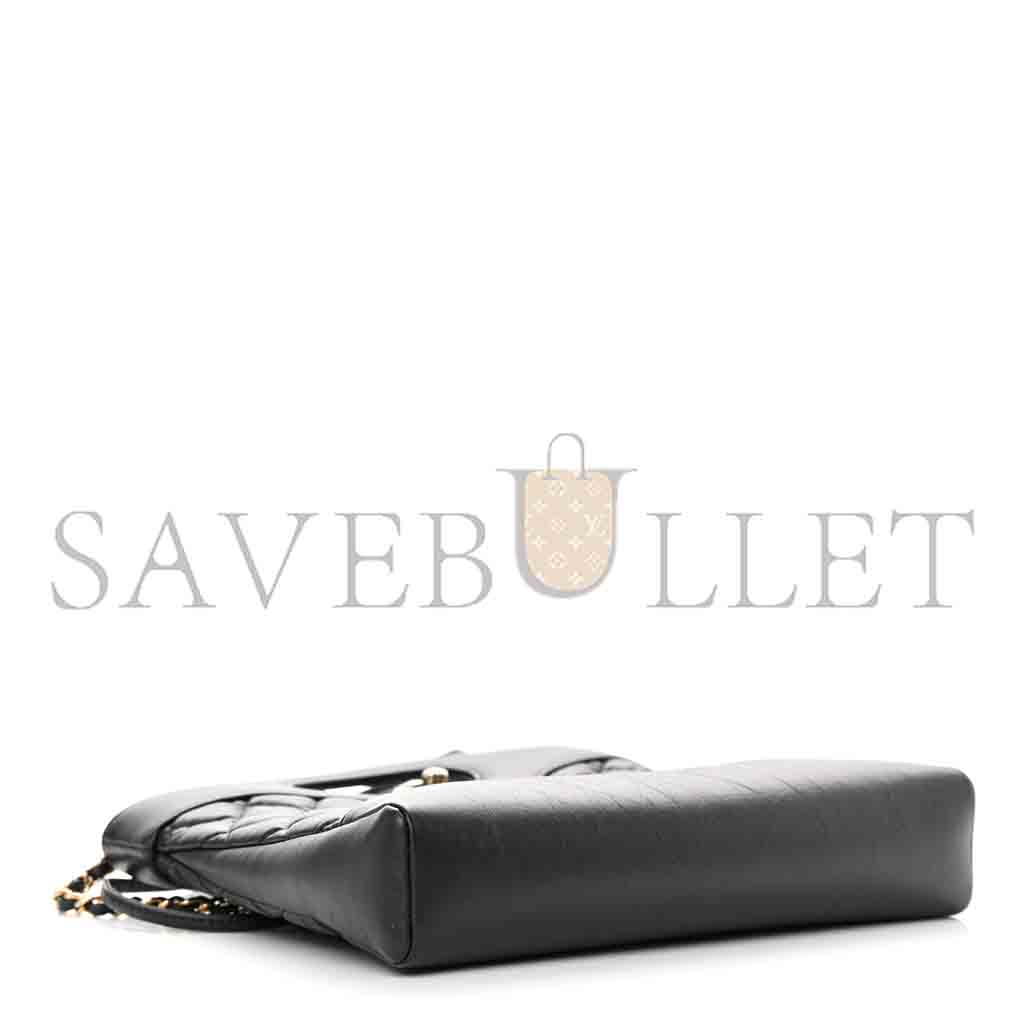 Ch*el master shiny crumpled calfskin quilted mini 31 shopping bag black (24.5*22*5.5cm)